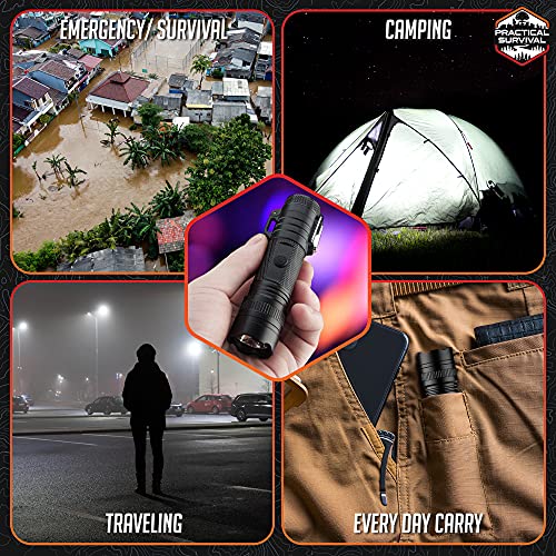 LED Emergency Tactical Flashlight Plasma Lighter Combo, 2-Pack, Water Resistant, Wind Resistant, Rechargeable, Compact, 2-in-1 Tool, Tactical Black