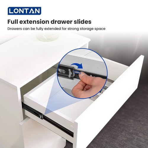 LONTAN 12 Inch Full Extension Ball Bearing Drawer Slides 1 Pair Side Mount Cabinet Rails Tool Box Trash Can Glides Black Heavy Duty Kitchen Drawer Runners 100LB Capacity