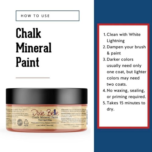 Dixie Belle Paint Company Chalk Finish Furniture Paint - Terracotta (8oz) - Matte Earthy Orange Chic Chalk Mineral DIY Furniture Paint
