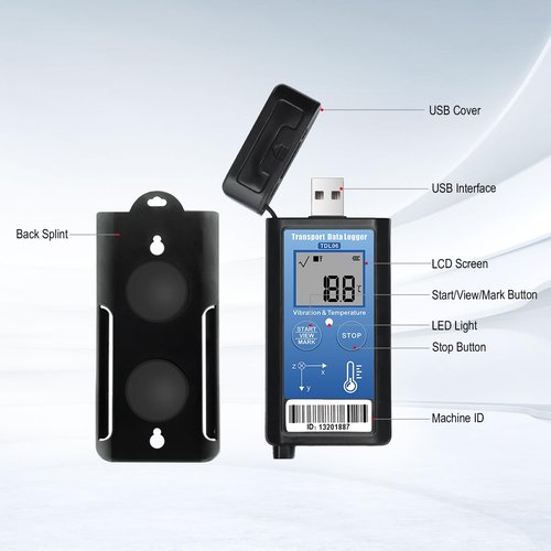 Tzone Vibration Data Logger 3-Axis Shock Datalogger Temperature Recorder USB,Digital Shipping Vibration Meter Auto Report 34560 Records,Transport Logger for Shock Sensitive Goods Monitor