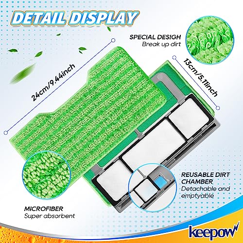 KeePow Reusable Vac Mop Pads for Shark VM252 VM401 – Machine Washable, 100x Absorbent Microfiber