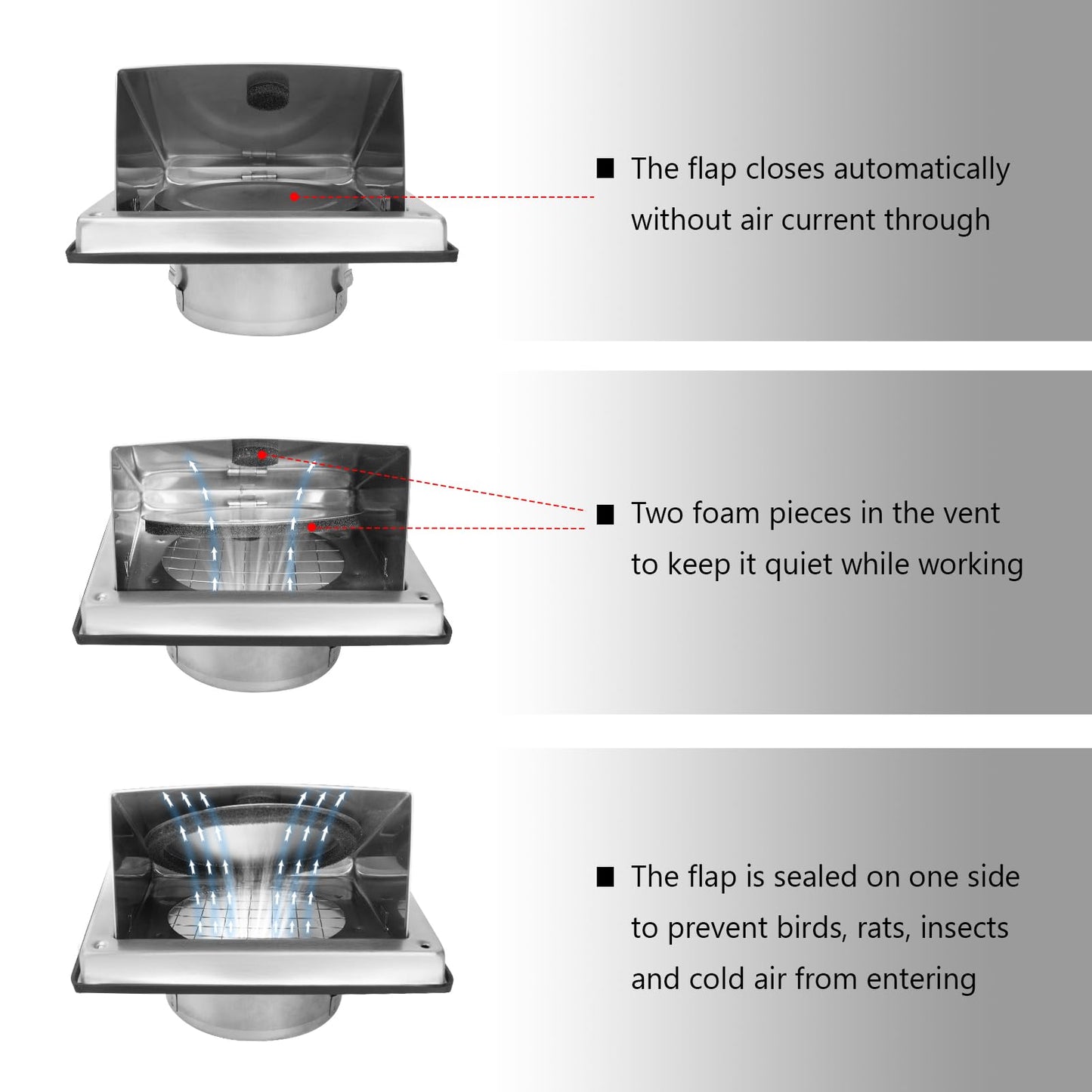 FRESH SPEED 4 Inch Dryer Vent Cover Outside Stainless Steel Wall Vent with Removable Cover and Insect Screen Mesh
