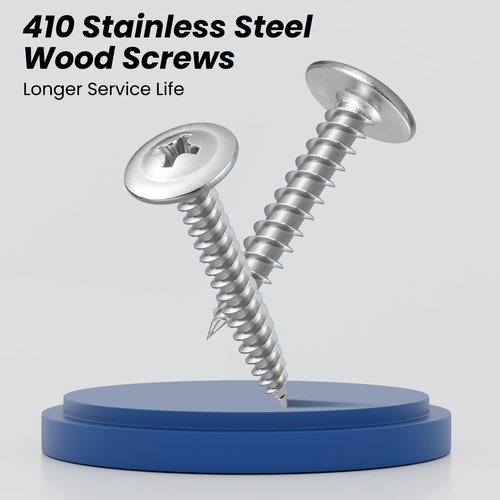 BNUOK #8 x 1 Inch Wood Screws Phillips Modified Truss Head Stainelss Steel 410 Self Tapping Metal Screws,Silver(1Ib,170Pcs)