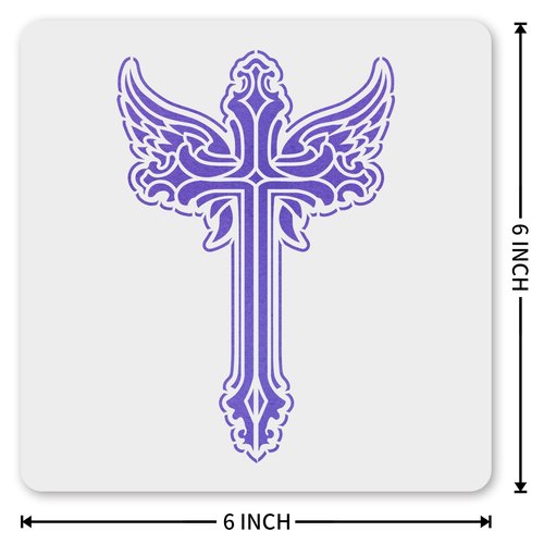MAGJUCHE Cross Stencil 6 Inches, Reusable Cross Stencil for Painting DIY Crafts Decor