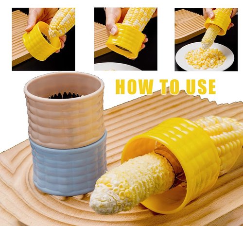 Manual Corn Kernel Remover - Stainless Steel Corn Stripper Tool for Effortless Kernel Removal（Pink)