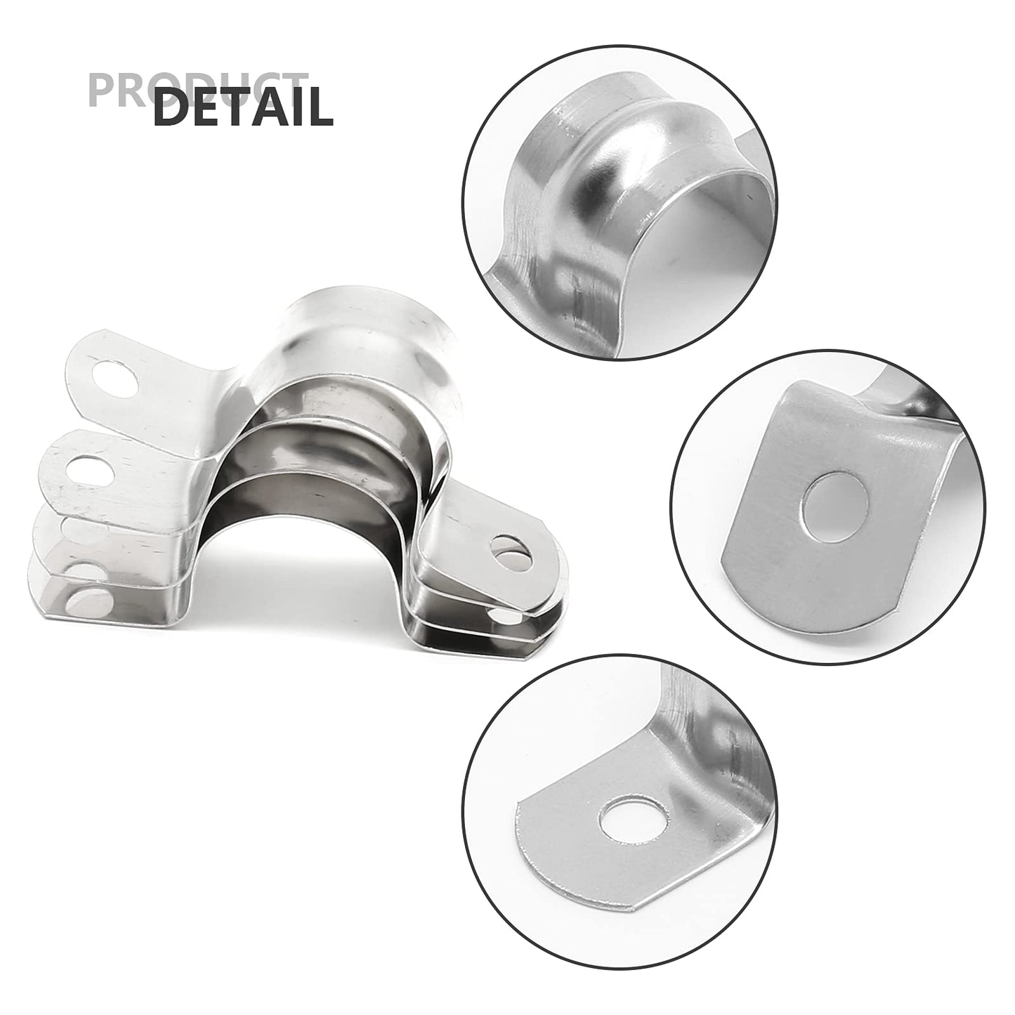 Jersvimc 20Pcs 1 Inch Stainless Steel Conduit Clamps, Two Hole U Bracket Rigid Pipe Metal U Clamp Conduit Strap Tension Clips U-tube Clamp Heavy Duty