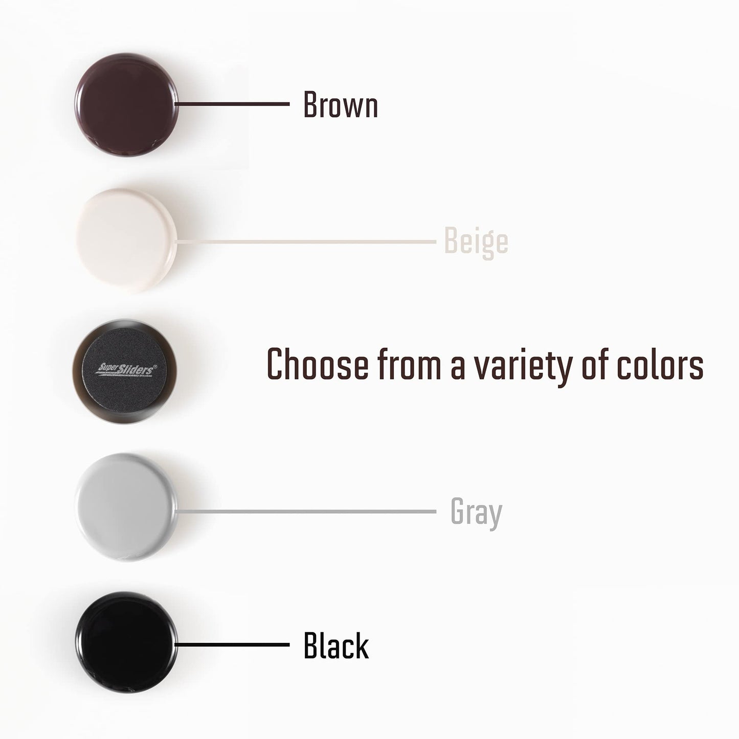 Super Sliders 3 1/2" Round Reusable Furniture Sliders for Carpet - Effortless Moving and Surface Protection, Black (4 Pack)