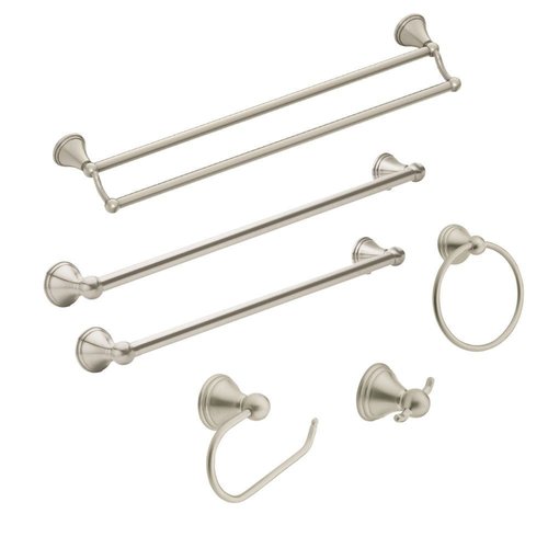 Moen Preston Collection Brushed Nickel 18-Inch Single Bathroom Towel Bar, DN8418BN