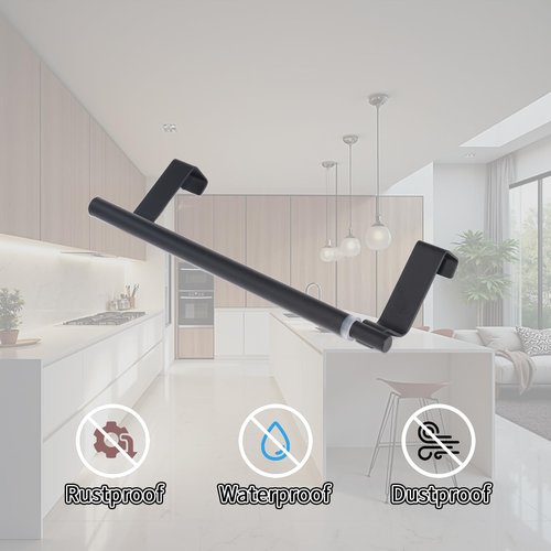Swedish Dishcloth Holder with EVA Pad,Retractable Space Saving Swedish Dishcloth Hanger Over Cabinet Door,Hole Free,L8.8-14.4*W2.7Inch,Black,1PC