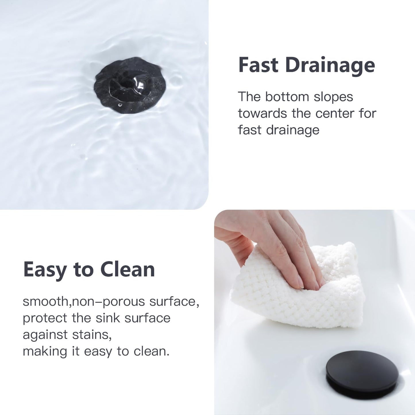 Ufaucet Bathroom Vessel Sink Rectangle, 16" X 12" White Bathroom Ceramic Vessel Sink Above Counter, Modern Porcelain Lavatory Small Above Counter Art Basin Vanity Sink, Lavamanos De Baño