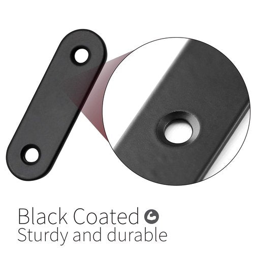 Jiozermi 12 Pcs Straight Brace, Flat Brace 2” x 0.6”, Stainless Steel Straight Bracket, Mending Joining Plates for Wood, Board, Bed Frame, Furniture & Shelves, Matte Black
