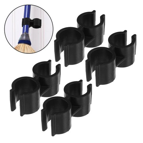 BESPORTBLE 4pcs Double Port Pipe Clamps Clips, Plastic Shelf Pole Connector, Chain Link Fence Panel Clamps, Dustpan Broom Buckle, Black