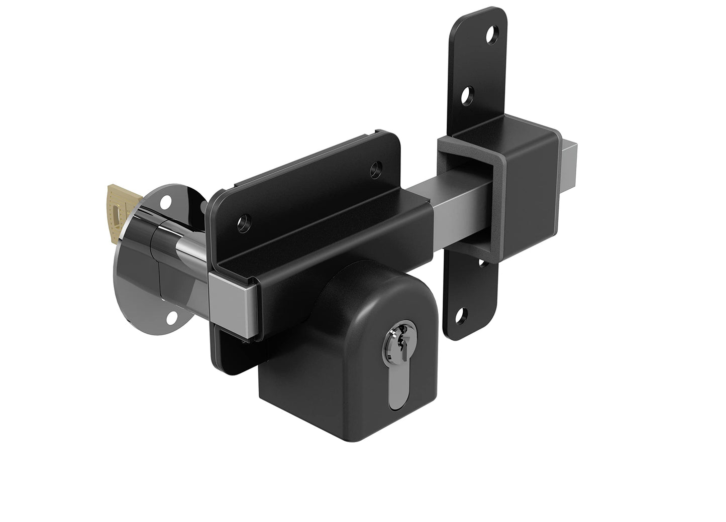 GateMate Long Throw Gate Lock 1490136, Euro Profile Keyed Alike Gate Lock for Sheds, Gates & Garage Doors, Keyed Both Sides, 316 Stainless Steel, for Wooden Gates & Doors Up to 2 ¾” (70mm), 5 Keys