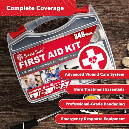 Swiss Safe 2-Pack Large Hardcase 348-Piece First Aid Kit for Camping, Travel & Car Emergency