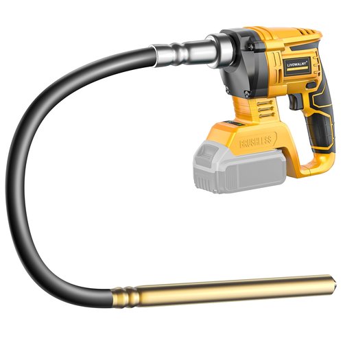 Handheld Concrete Vibrating Tool for Dewalt 20V Battery, 600W Cordless Electric Concrete Vibrator with 3.8ft Shaft Rod, 6000RPM Portable Pencil Cement Vibrarator Remove Air Bubble and Mix Concrete