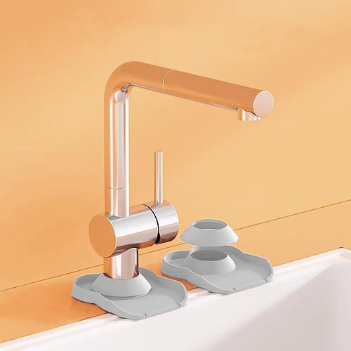 Silicone Faucet Mat for Kitchen Tap Compact Sink Splash Guard Protectors Behind Draining,Grey 2PCS