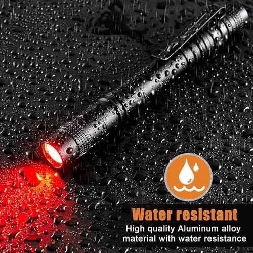 Tuanse 2 Pcs Red Light Flashlight Red LED Flashlight Pen Light Bright Torch for Night Astronomy Aviation Observation Turtle Safe Beach