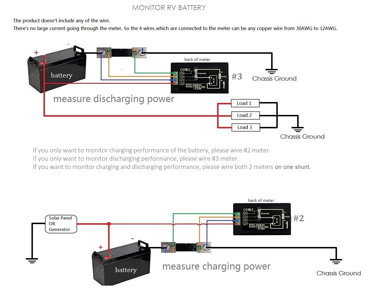 bayite DC 6.5-100V 0-100A LCD Display Digital Current Voltage Power Energy Meter Multimeter Ammeter Voltmeter with 100A Current Shunt