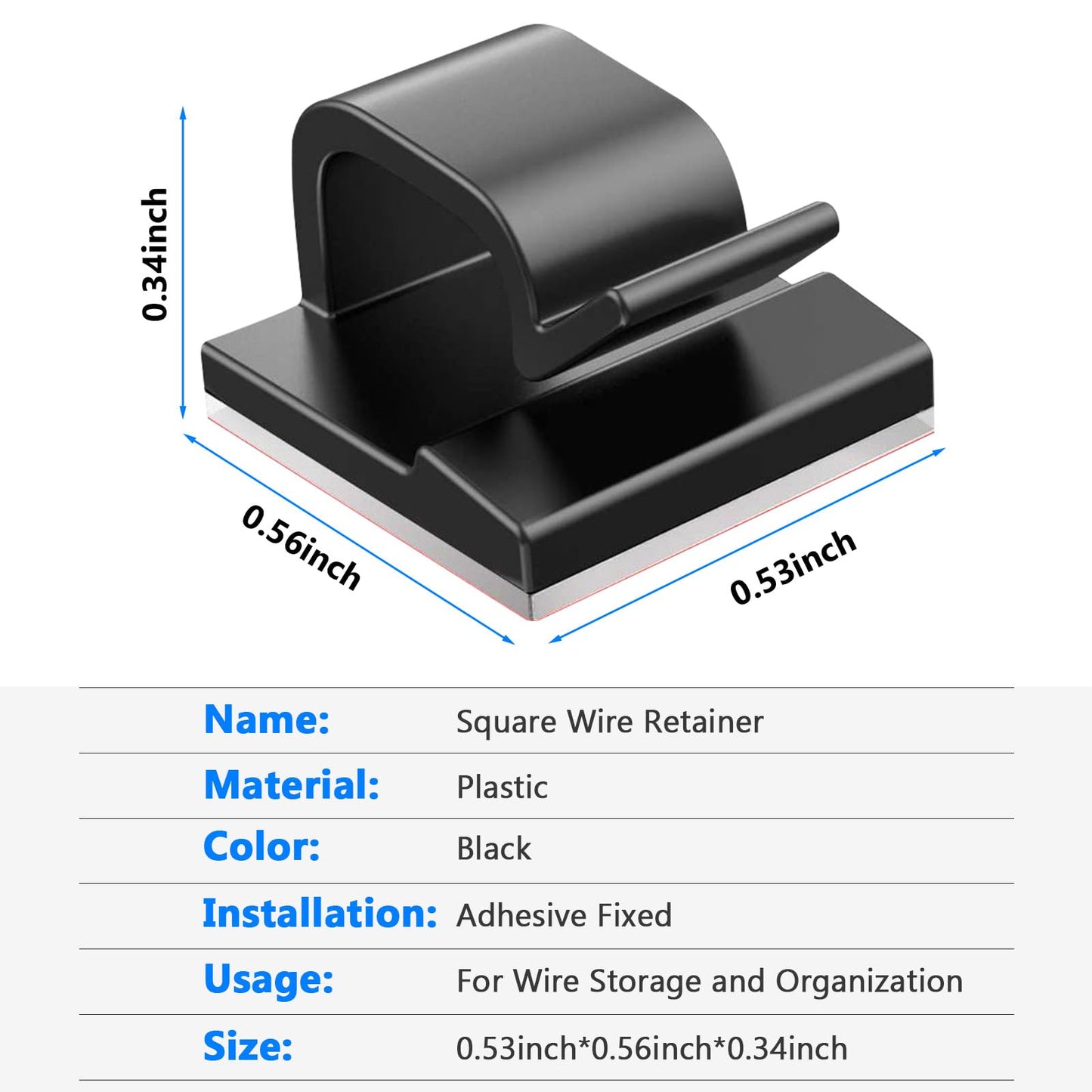 100PCS Adhesive Cable Clips Wire Holder Organizer Cord Management Outdoor Cord Clips for Wall(Black)