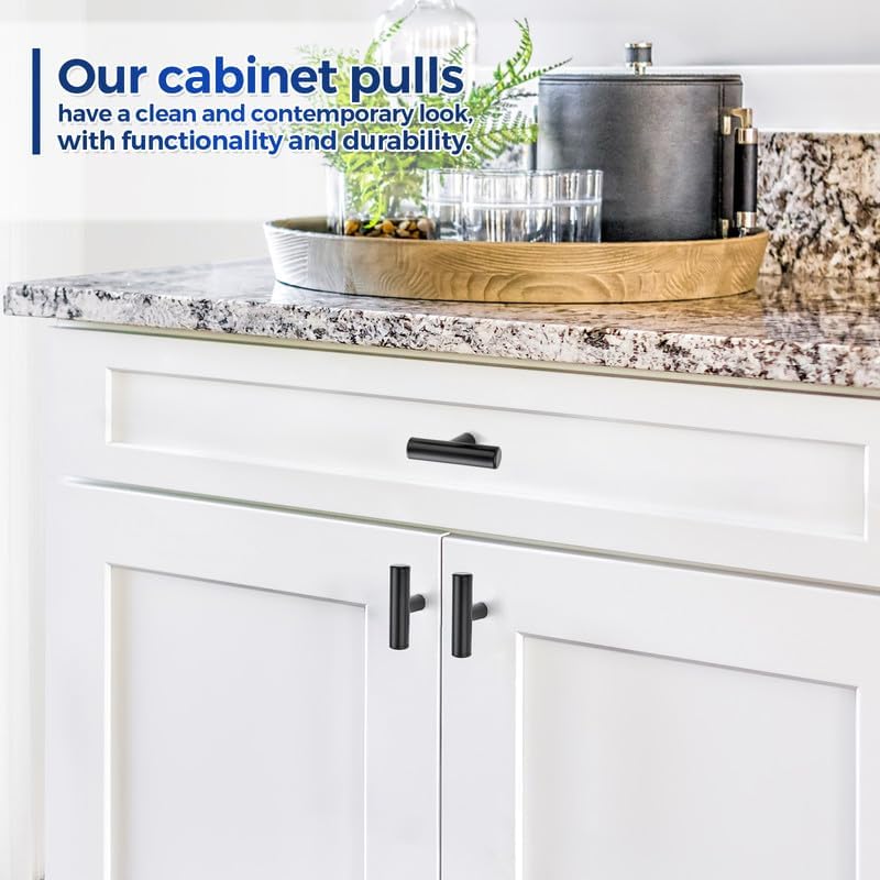JOY DECOR 30 Pack Black Cabinet Knobs - 2 Inch Single Hole Drawer Handles