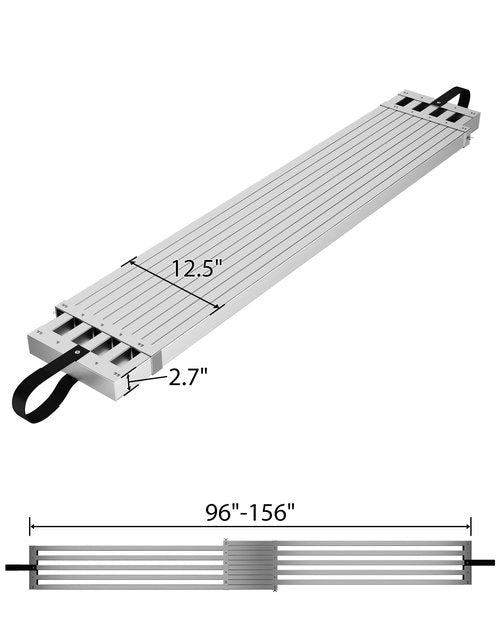 GarveeTech 8-13ft Telescoping Plank, Aluminum Work Plank, 440lbs Capacity, Aluminum Scaffolding Plank with Skid-Proof Platform Scaffold Ladder Accessory