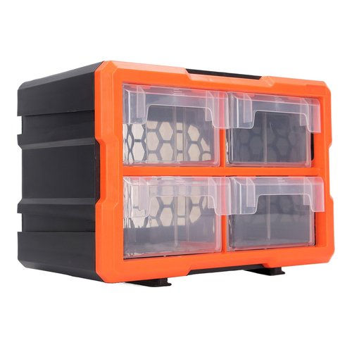 Multizenic A4 4 Drawer Wall Mount PVC Plastic Parts Box, Semitransparent Design, for Electronic Components Storage, Screws Nuts Organizer, Reduce Clutter and Improve Efficiency