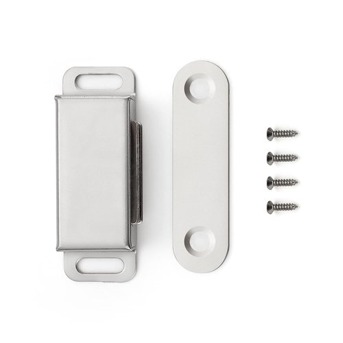 Ravinte 4 Pack Silver Magnetic Door Catch, Brushed Satin Nickel Cabinet Magnets, Strong Magnetic Catch Latch for Kitchen Cabinets, Drawers & Cupboards, Stainless Steel Closures