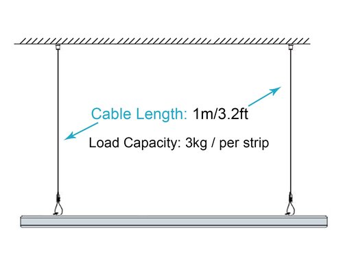 OTTFF 8 Pack Ceiling Light Fixtures Suspension Cables Kit Fitting, Steel Hanging Chains Adjustable Trim Length, 3.2 ft for LED Panel Light Aquarium Lights Pendant Lighting