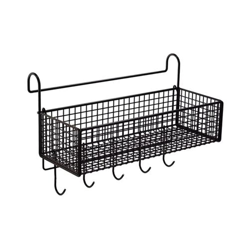 Bothyi Bedside Hanging Storage Basket Beside Shelf Sturdy Structure Organizer Metal Rack for Kitchen Bed & Bunk Bed Dormitory Snacks, Black with Hooks