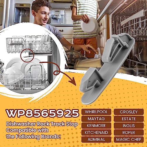 Dishwasher Rack Track Stop WP8565925 — Upper Rack Guide Rail Replacement for Whirlpool Maytag Kenmore