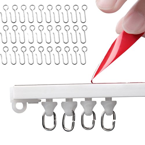OEOEKHDJ Self Adhesive Ceiling Or Wall Curtain Track No Drill Curtain Rod 8FT/96Inch, No Damage Curtain Track Hangers, For Windows Cabinet Closet Bathroom Shower Curtain (8FT)