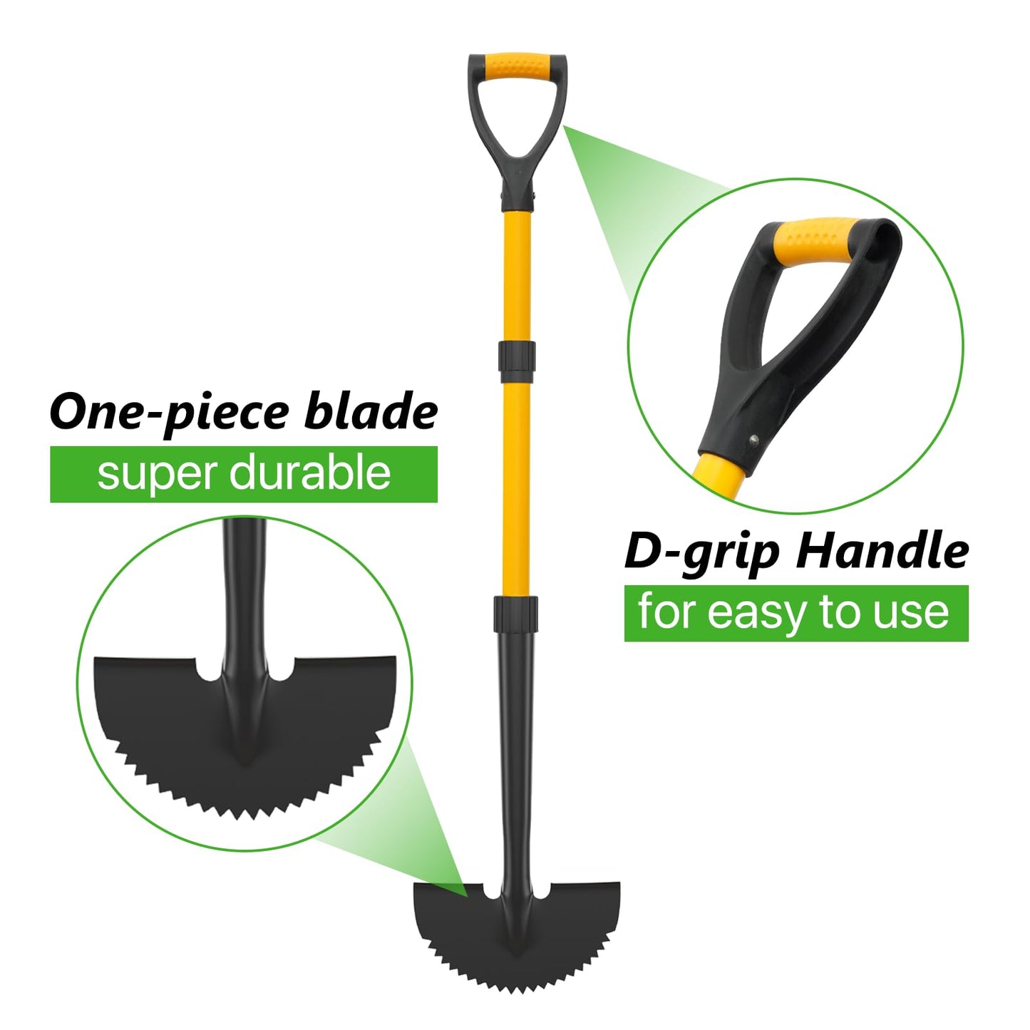 COSITA Edger Lawn Tool, 41-inch Manual Lawn Edger for Grass, Half Moon Hand Edger Tool with D-Grip, Metal Saw Tooth Garden Edger with Long Handle for Sidewalk, Yard