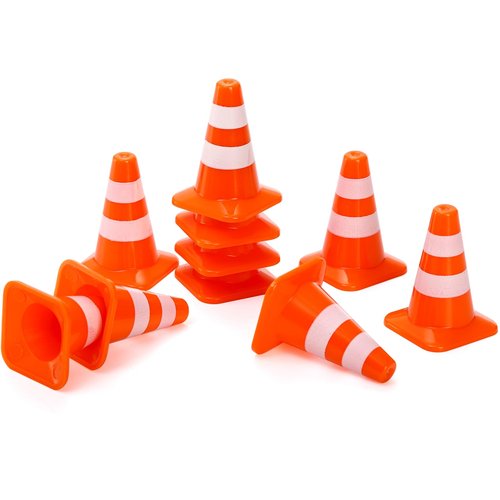 ZEAYEA 30 Pcs Mini Plastic Traffic Cones, 1.4 inch Training Roadblock Cones Traffic Signs, Mini Road Safety Cones for Micro Landscape Sand Table Engineering Construction Road Cones Model