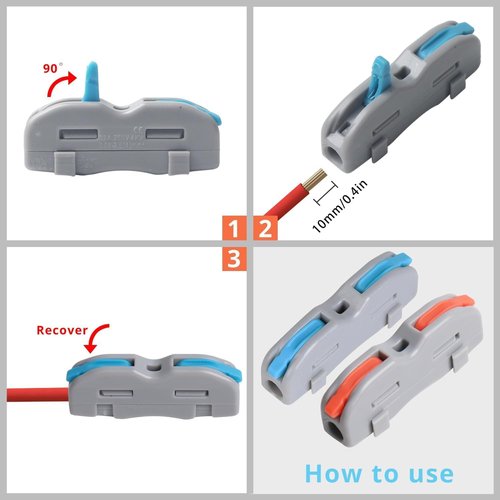 YQSIYU Lever Wire Connectors, 100 Pcs in Buckets of Quick Connect Eletrical Connectors 1 Conductor Lever Nuts in Gray with Orange Handle