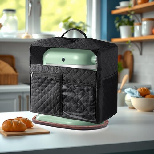 HouseJoy Stand Mixer Cover with Slider Mat for 4.5-5 qt Kitchenaid Stand Mixer, Wooden Slider Mat with Dust Free Cover, Storage for Mixer Accessories,17.2’’x15’’x9.2’’, Comes with Cable Holder