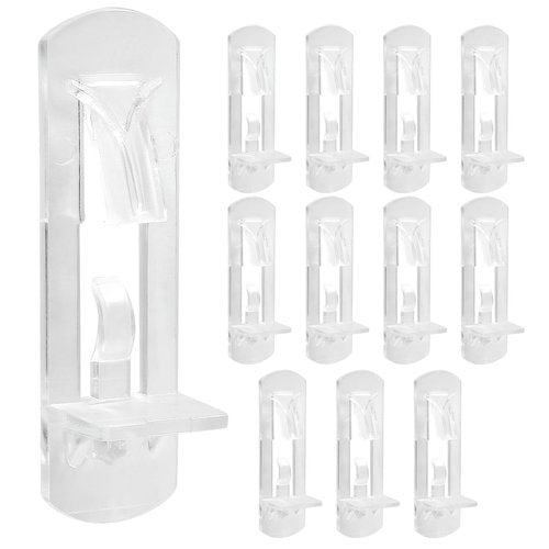 Biaungdo 12 Pcs Plastic Locking Shelf Support Pegs, 5mm Clear Cabinet Shelf Pins Self-Locking Cabinet Shelf Pegs Clips for Kitchen Furniture Bookcase Closet(Fit 5mm Diameter Hole & 3/4 Inch Shelf)