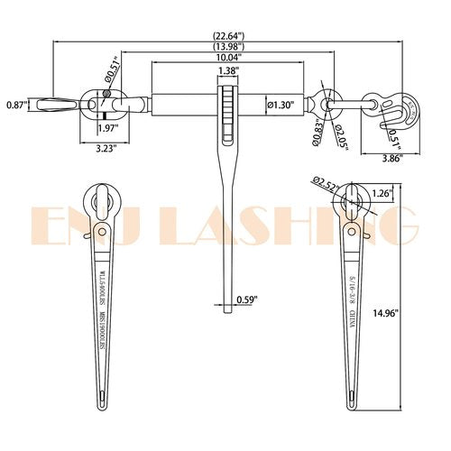 ENJ 4 Pack Ratchet Load Binder with 2 Grab Hooks, for 5/16-3/8 Grade 70 Transport Chain, Load Binder with 5,400 Pound Working Load Limit
