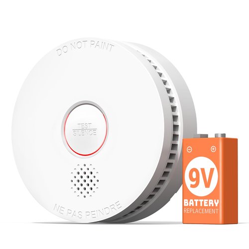 Jemay Smoke Detector Fire Alarms 9V Battery Operated with Photoelectric Sensor, Smoke Alarms Easy to Install, 1 Pack