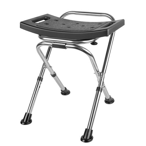 Height Adjustable Folding Shower Chair Seat, Stainless Steel Small Shower Chair for Inside Shower with,400lbs Portable Travel Shower Stool,Safety Anti-Slip Bath Chair for Seniors(Black)