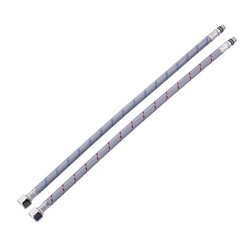 Faucet Supply Lines：WOWOW 16" Length Bathroom Kitchen Faucet Sink Hose with 3/8" Female Compression Thread x M8 Male Connector, Braided Nylon cUPC Water Supply Line 2PCS
