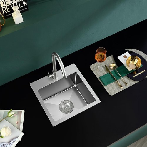 20-inch Drop in Kitchen Sink, TSIBOMU Stainless Steel Single Bowl Small Kitchen Sink Brushed Nickel,D20"xW16"xH9"