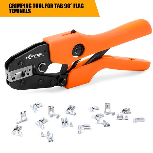 KF CPTEC Professional Crimper for 90° Flag Terminals, 22–14 AWG – Precision Ratchet Tool for Electrical Connections
