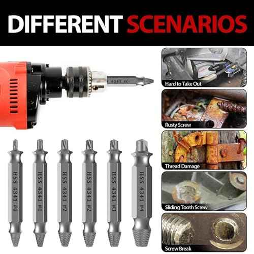 MAZING Damaged Screw Extractor Set, 6PCS Stripped Screw Grab Kit, Easy Removal of Rusty & Broken Screw, Hardware Gifts for Men Easy Out Remover and Extractor, Broken Stripped A Screw Extractor