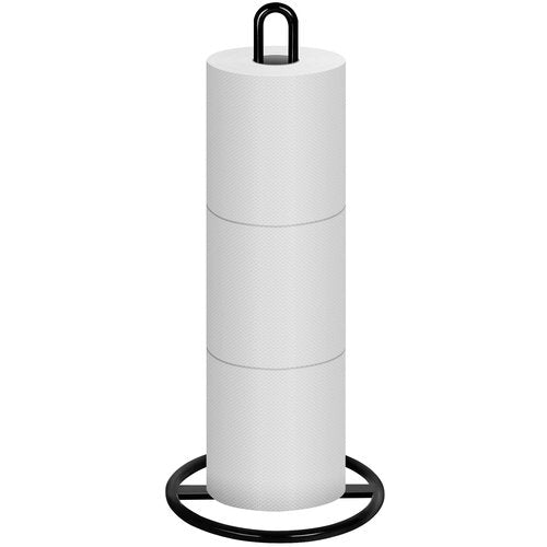 Toilet Paper Holder Stand, Black Freestanding Toilet Paper Holder for Storing 3 Rolls of Toilet Papers (Black)