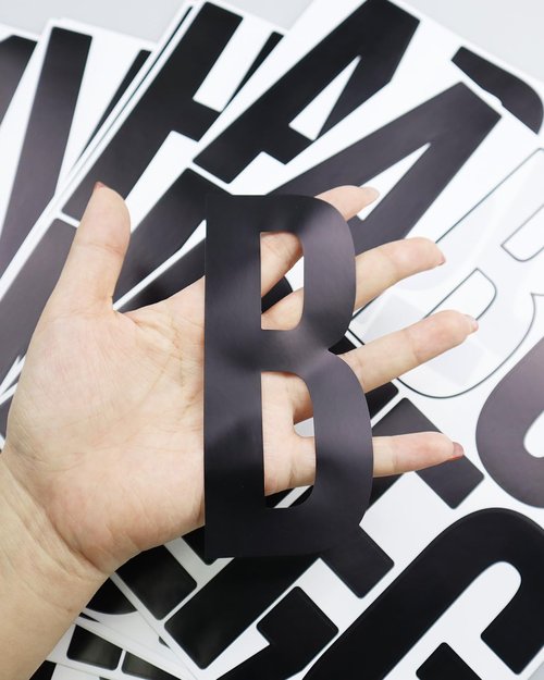 5 Inch Letter Stickers, 122 Pieces Self Adhesive Alphabet Number Sticker for Mailbox, Door, Truck and Outdoor, Waterproof Sticky Vinyl Symbol Stickers for DIY(12 Sheet Black)