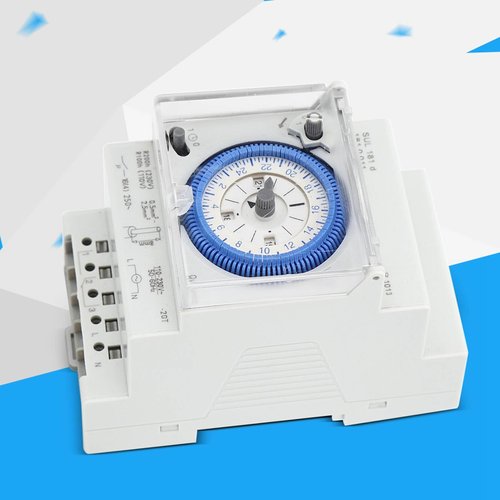 Baxnore SUL181D Mechanical Timer 24 Hours, Time Switch Relay with DIN Rail Mount, 15 Min Interval Setting for Industrial Lighting Farm Automation
