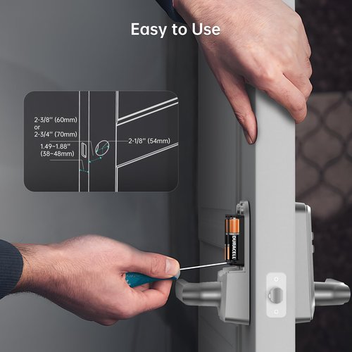 Keyless Entry WiFi Smart Lock with Handle: Hornbill Biometric Fingerprint Lock for Front Door, Keypad Passcode Auto-Lock for Home