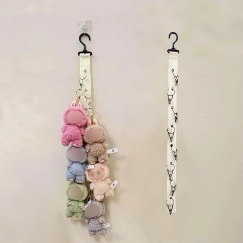 1PC Stuffed Animal Storage for 5.9-6.7IN Blind Box Style Dolls, Hanging Stuffed Animal Storage with 8 PCS Metal Clips, Stuffed Animal Holder Chain for Wall,Corner,Hanging Hats Socks, Black