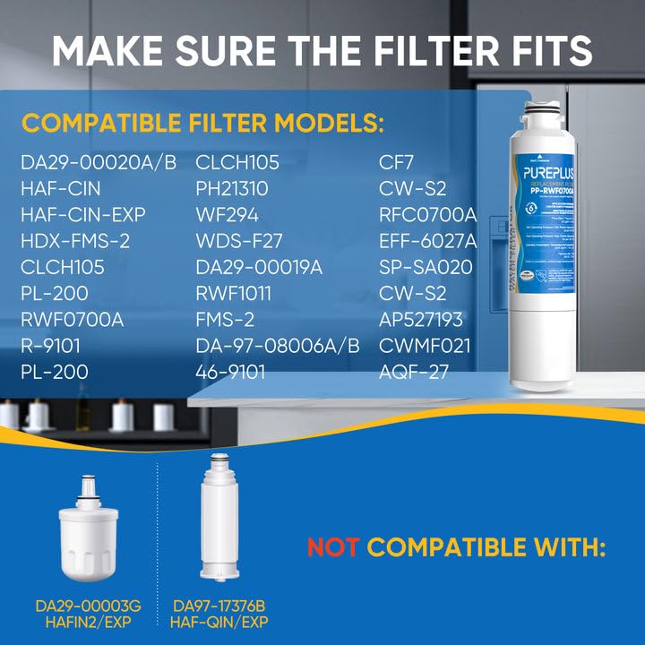PUREPLUS RWF0700A Water Filter Replacement for Samsung HAF-CIN/EXP — 4 Pack, NSF Certified