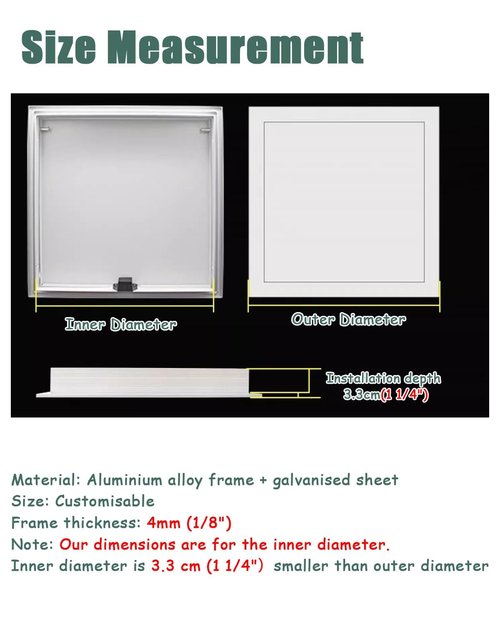 Oracra Black Click Fit Wall Access Panel for Drywall, Metal Shower Magnetic Door Inspection Hatch Plate, Electrical Plumbing Attic Hole Cover Doors(20.3x20.3cm/8x8in)